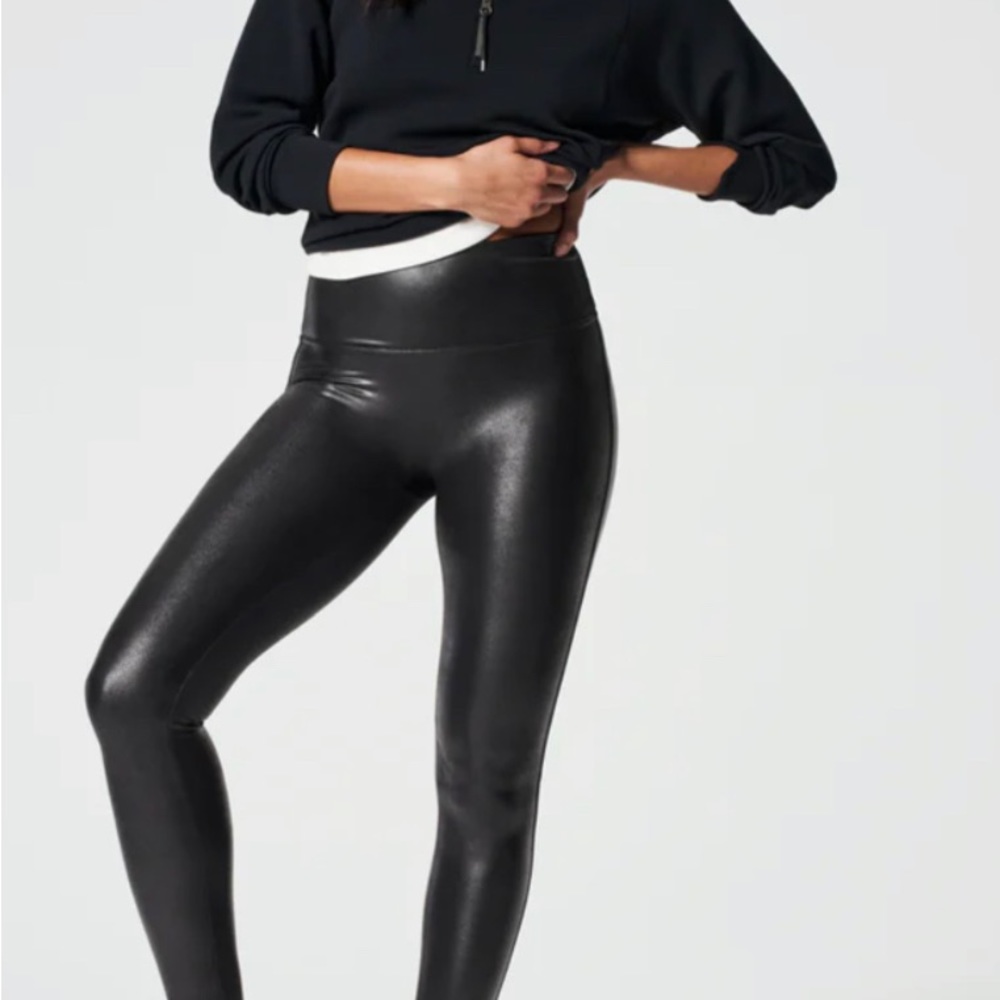 Spanx Faux leather leggings- size XL petite. Excellent condition, like new.